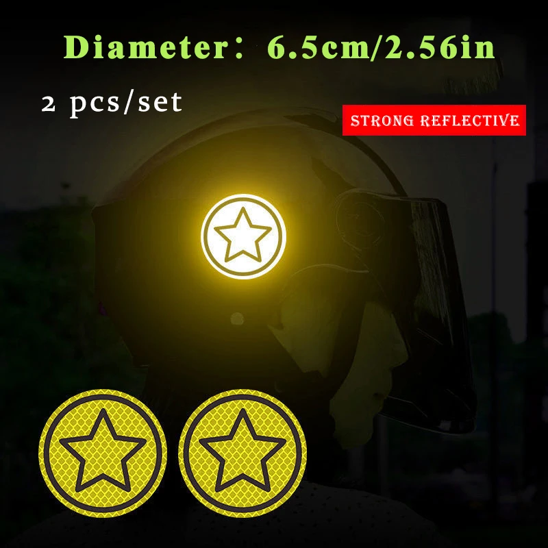 2pcs/set Car Bumper Reflective Safety Strip Stickers Car Circular Star Reflective Sticker Reflective Warning Safety Tape