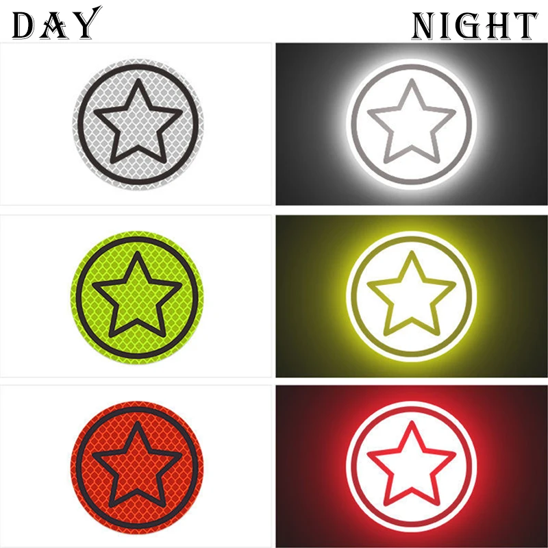 2pcs/set Car Bumper Reflective Safety Strip Stickers Car Circular Star Reflective Sticker Reflective Warning Safety Tape