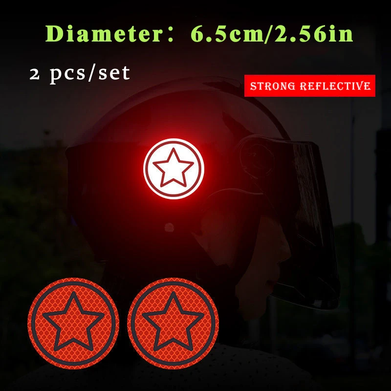 2pcs/set Car Bumper Reflective Safety Strip Stickers Car Circular Star Reflective Sticker Reflective Warning Safety Tape