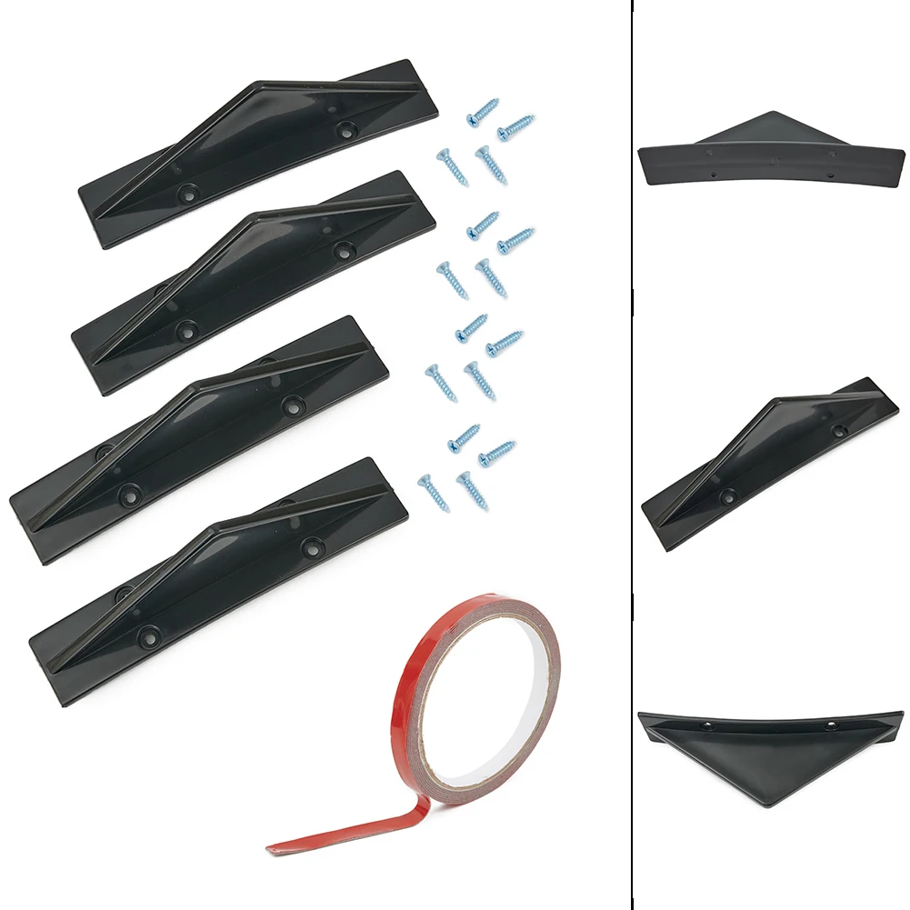 4pcs Car Rear Bumper Lip Diffuser Splitter Spoiler Scratch Protector Fin Trim Caps Universal Exterior Accessory For 300