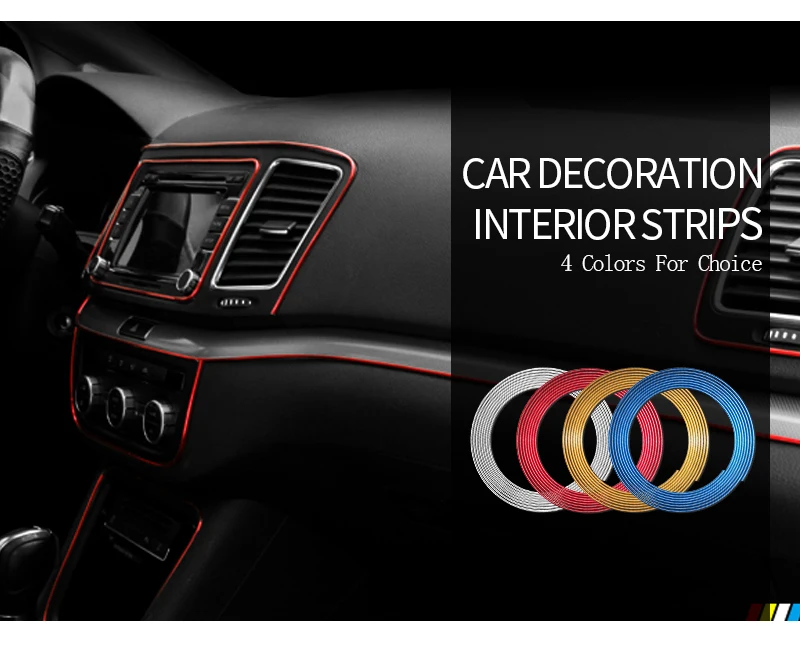SEAMETAL Interior Car Moulding Trim Strips DIY Flexible Anti Scratch Lines 5m Decoration Strip Dashboard Car-styling Accessories
