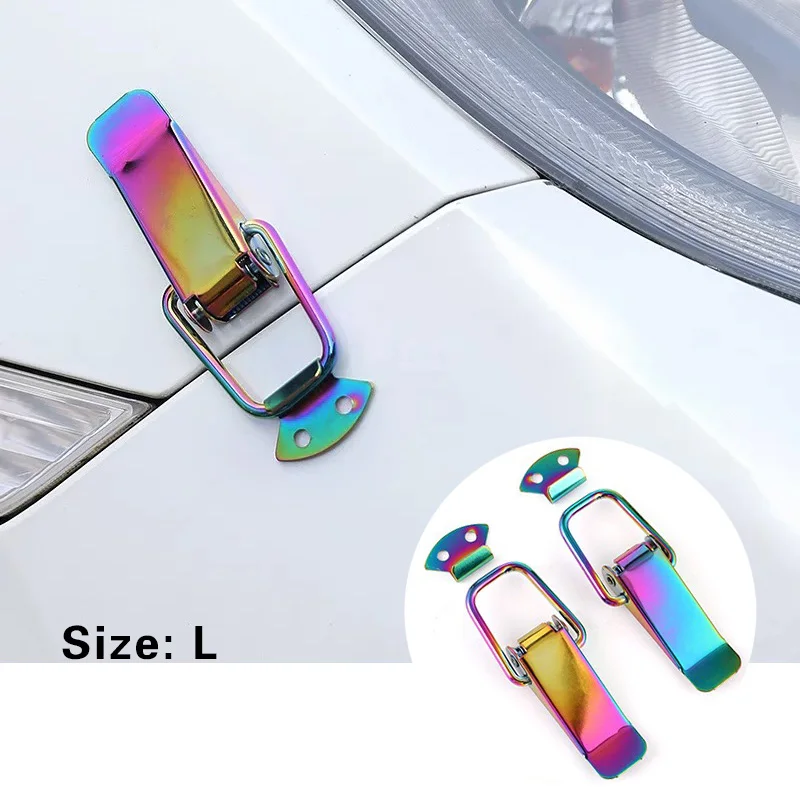 Universal Cars Accessaries 2Pcs Fastener Clip Alloy Mount Hood Pin Bonnet Lock Kit Tunning Lock Kit Down Hood Lock Latch Pins