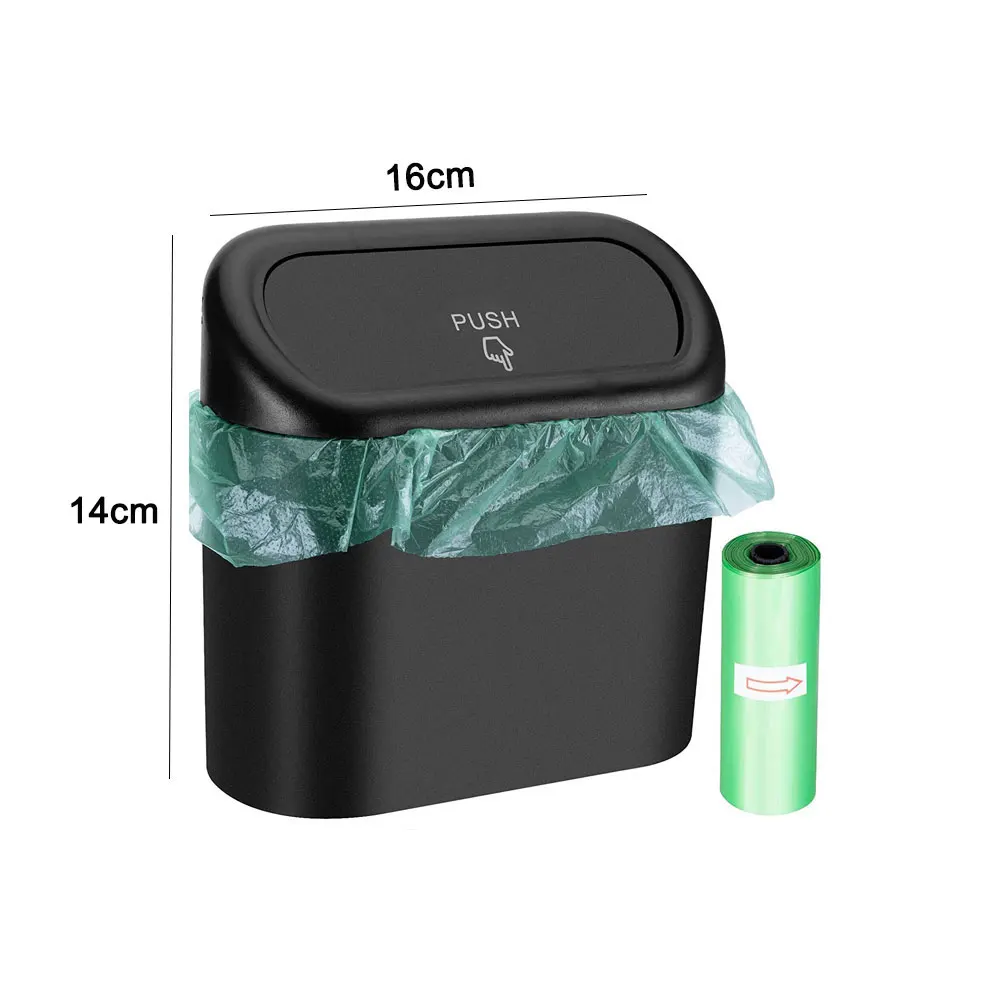 Car Trash Bags for Car Trash Can Vehicle Garbage Dust Case Storage Box ABS Square Pressing Trash Bin Car Interior Accessories