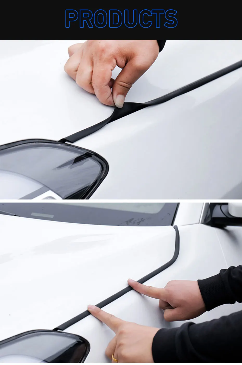 SEAMETAL Universal Car Hood Sealing Strip Waterproof Rubber Hood Gap Filler Noise Insulation Auto Engine Cover Seal Strip