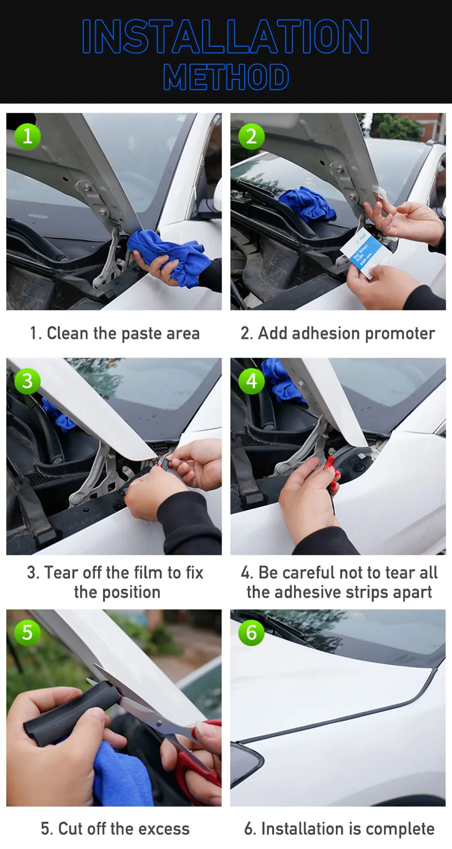 SEAMETAL Universal Car Hood Sealing Strip Waterproof Rubber Hood Gap Filler Noise Insulation Auto Engine Cover Seal Strip