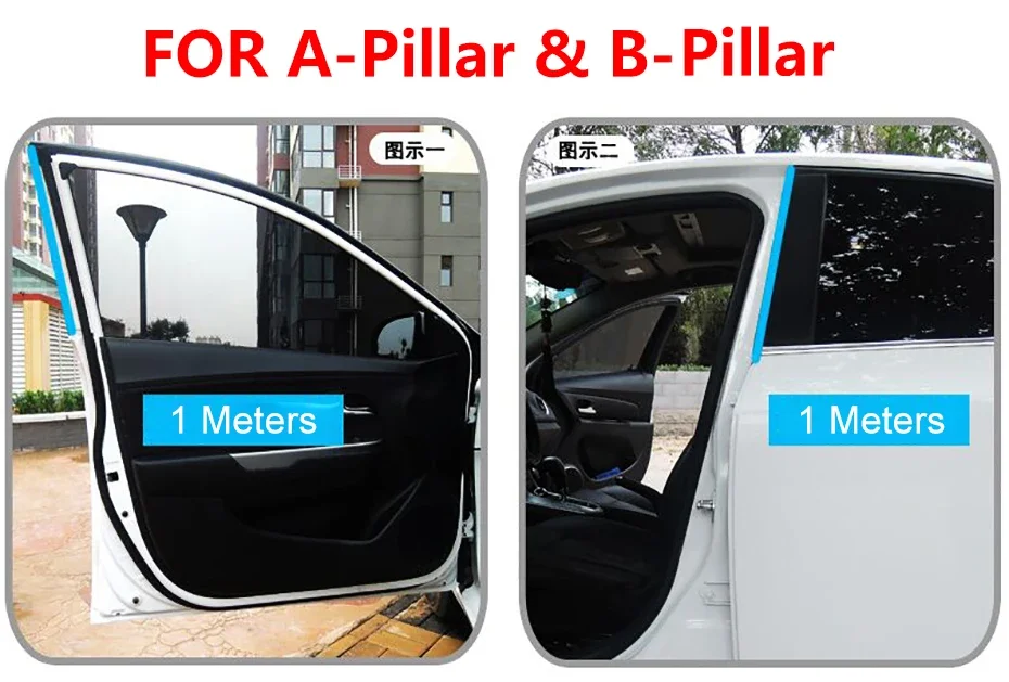 SEAMETAL 2/4m Car Door Rubber Seal Strips Z Shaped Trim Noise Insulation Weatherstrip Z Type Rubber Strips for Car Accessories