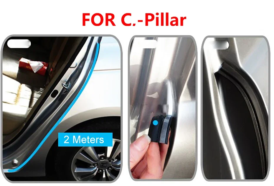 SEAMETAL 2/4m Car Door Rubber Seal Strips Z Shaped Trim Noise Insulation Weatherstrip Z Type Rubber Strips for Car Accessories