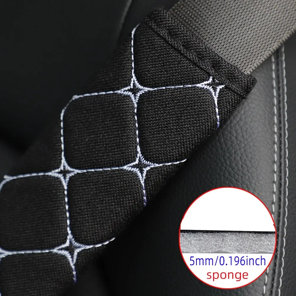 A Linen Embroidered Breathable Fabric Car Seat Belt Shoulder Strap Cover Insurance Strap Cover Car Accessories