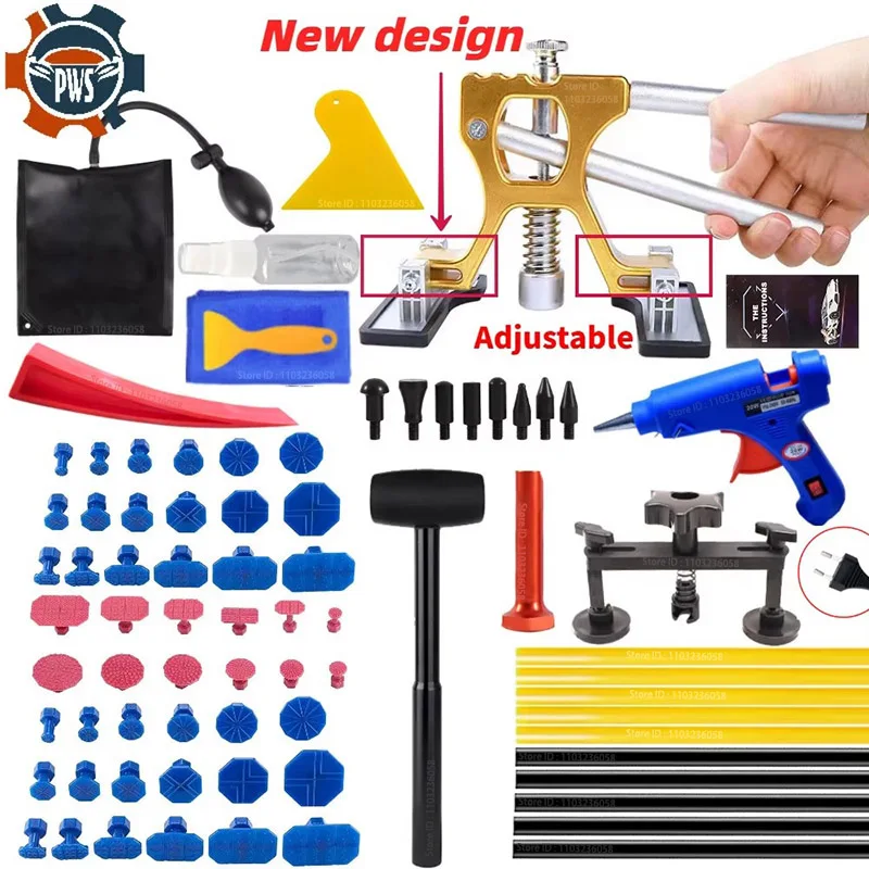 PWS New Adjustable Car Dent Repair Tools Glue Gun Auto Dent Removal Kit Automotive Paintless Dent Repair Kit for Vehicle