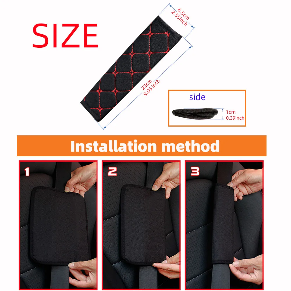 A Linen Embroidered Breathable Fabric Car Seat Belt Shoulder Strap Cover Insurance Strap Cover Car Accessories