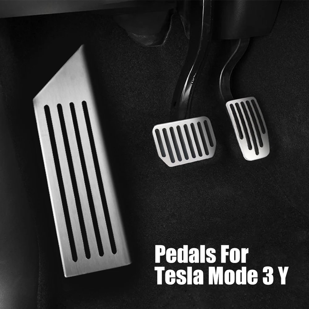 Aluminum Alloy Foot Pedal For Tesla Model 3 Y Rest Brake Pedals With Rubber Pads Cover Car Accessories