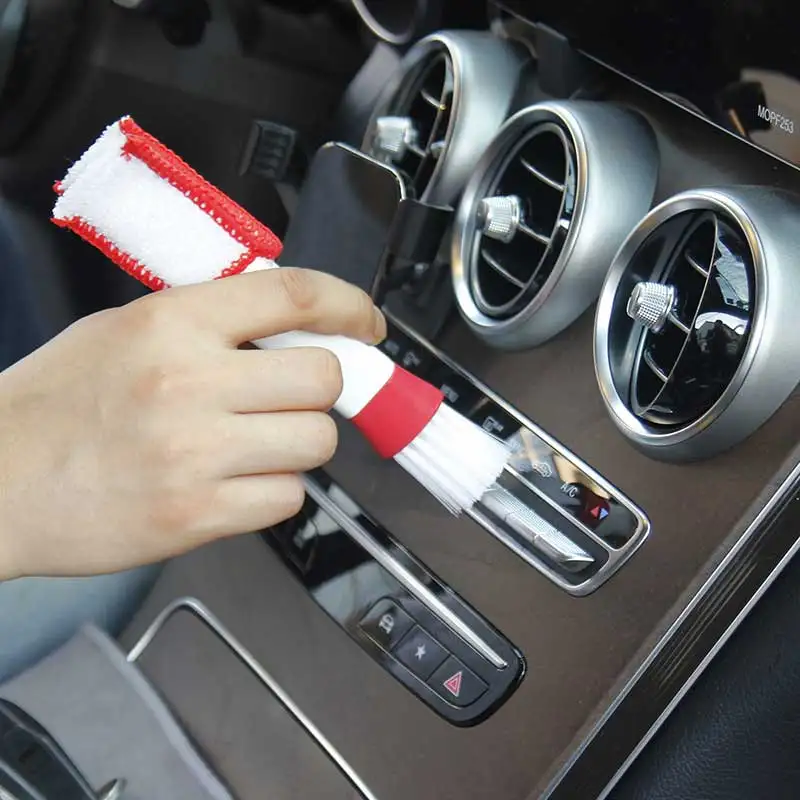Double Head Car Detail Cleaning Brushes Car Air Vent Cleaning Conditioner Grille Duster Wipe Brushes Car Interior Cleaning Tools