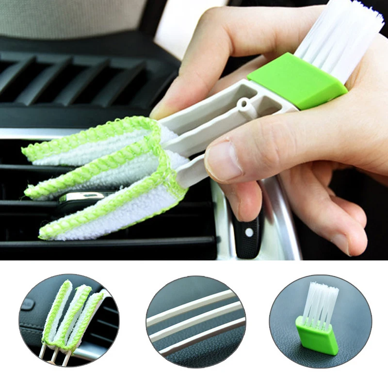 Double Head Car Detail Cleaning Brushes Car Air Vent Cleaning Conditioner Grille Duster Wipe Brushes Car Interior Cleaning Tools
