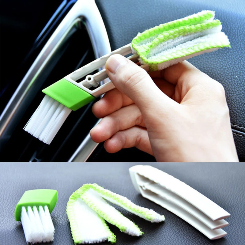 Double Head Car Detail Cleaning Brushes Car Air Vent Cleaning Conditioner Grille Duster Wipe Brushes Car Interior Cleaning Tools