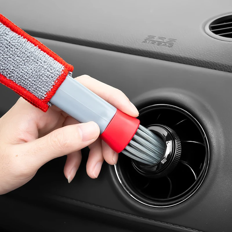 Double Head Car Detail Cleaning Brushes Car Air Vent Cleaning Conditioner Grille Duster Wipe Brushes Car Interior Cleaning Tools
