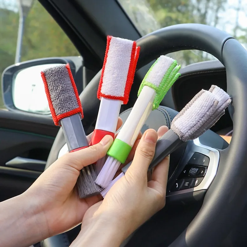 Double Head Car Detail Cleaning Brushes Car Air Vent Cleaning Conditioner Grille Duster Wipe Brushes Car Interior Cleaning Tools