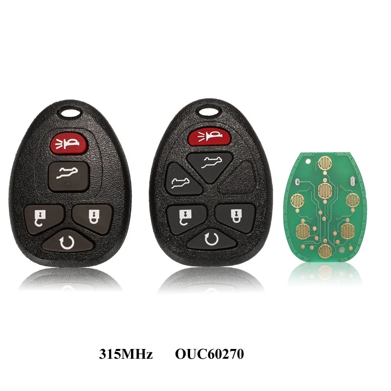 jingyuqin 315Mhz OUC60270 5/6 Buttons Remote Control Keyless Entry Car Key Fob for Buick Chevrolet Cadillac GMC Saturn