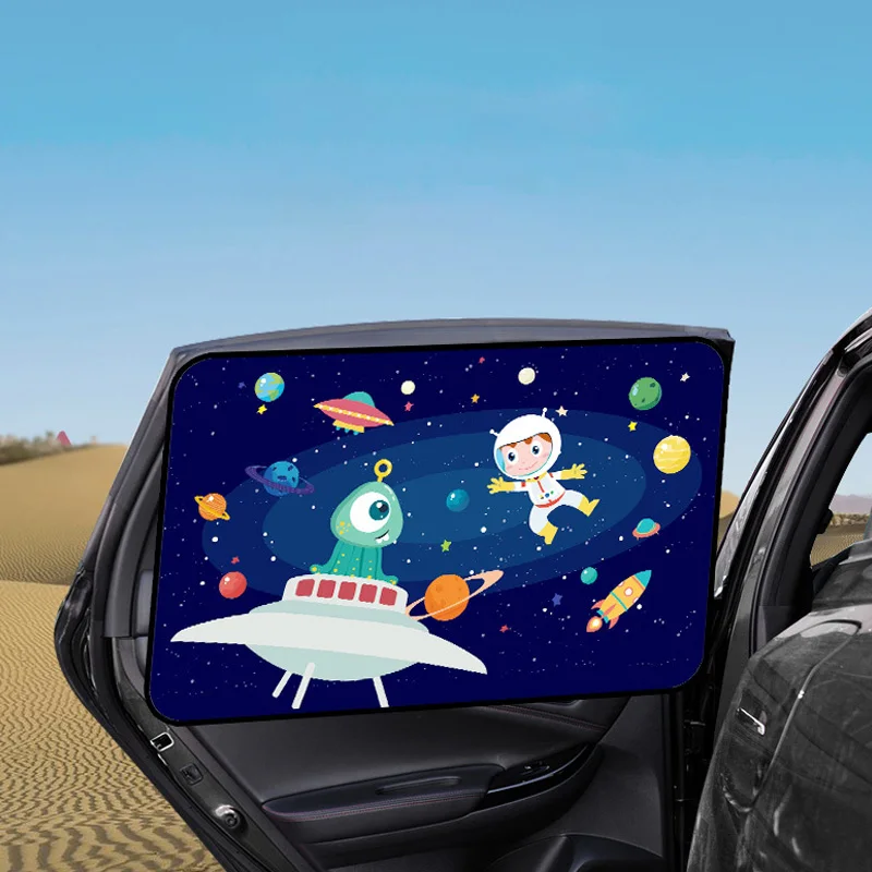 Magnetic UV Protect Curtain Side Window Sunshade Cover Universal Car Sun Shade Cover for Baby Kids Cute Cartoon Car Styling