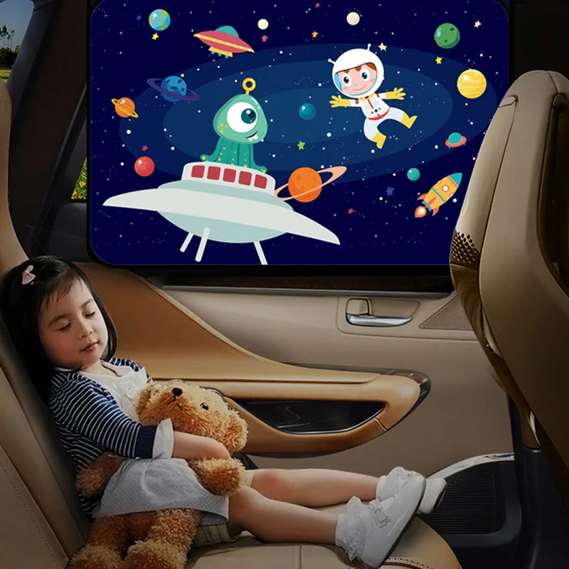 Magnetic UV Protect Curtain Side Window Sunshade Cover Universal Car Sun Shade Cover for Baby Kids Cute Cartoon Car Styling