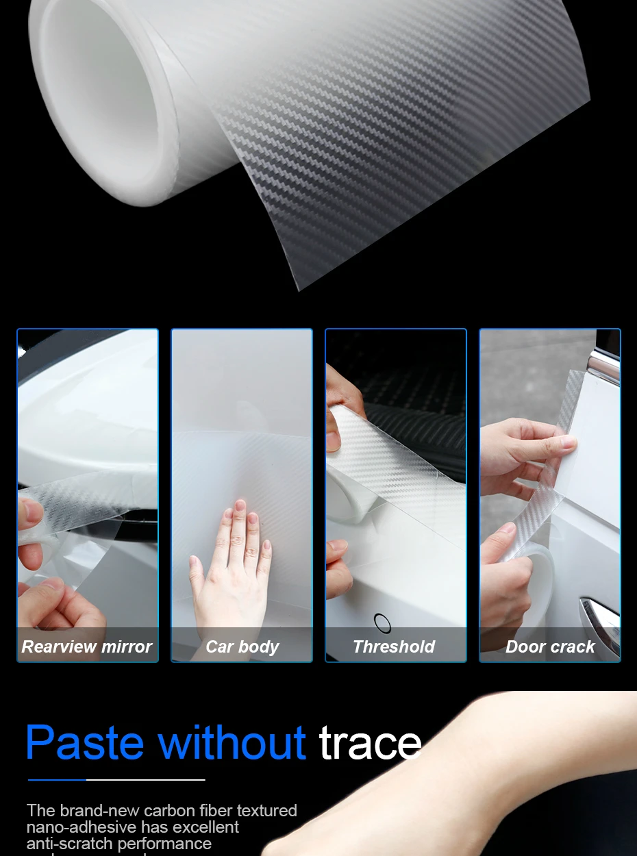 SEAMETAL Car Door Protector Sticker Transparent Nano Tape 10m Anti Collision Car Bumper Stickers Protector Films Car Accessories