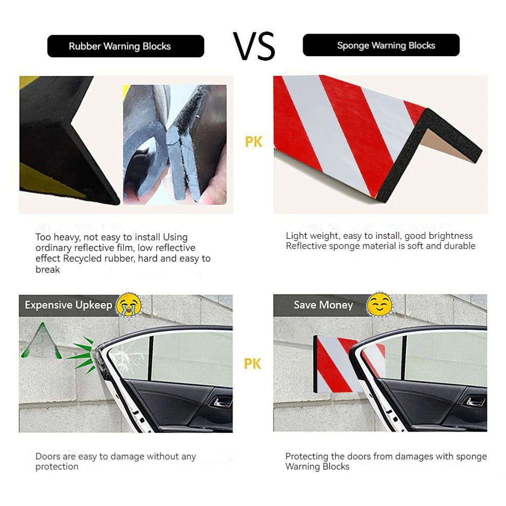 1/2PCS Car Door Bumper Protection Exterior Anti-scratch Parking Garage Protector Adhesive Warning Sign Parking Safety Garage