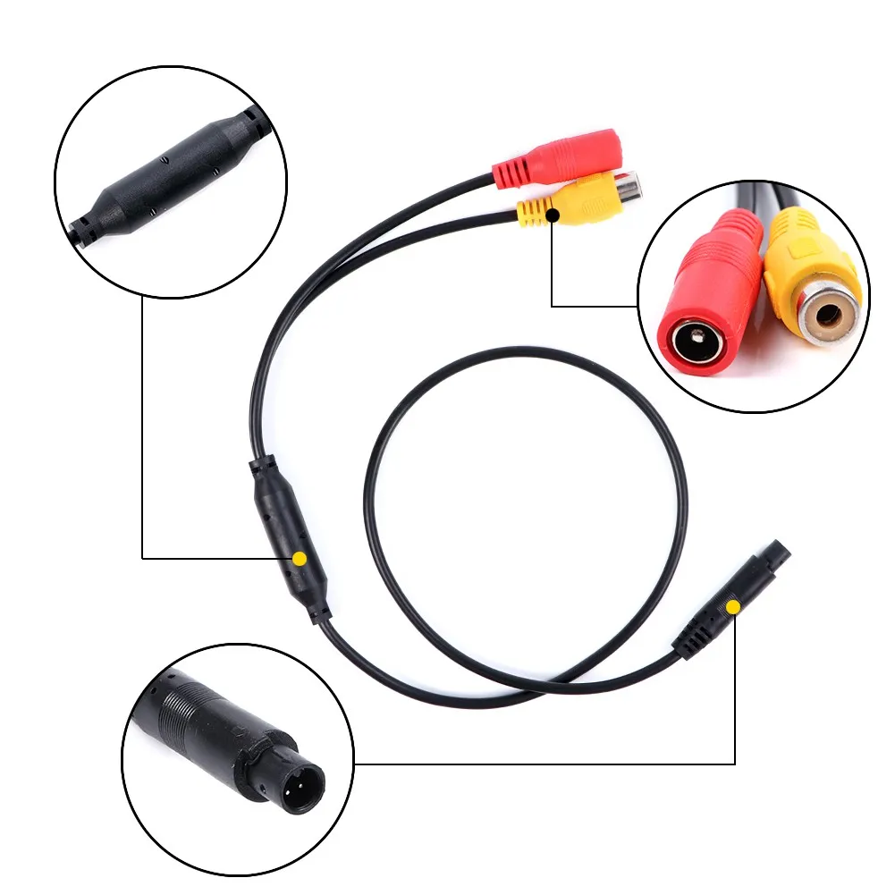 CVBS RCA 4-Pin Male To Female Connector Female Connector Wire Harness Camera Signal Harness Car Backup Camera Wire Harness