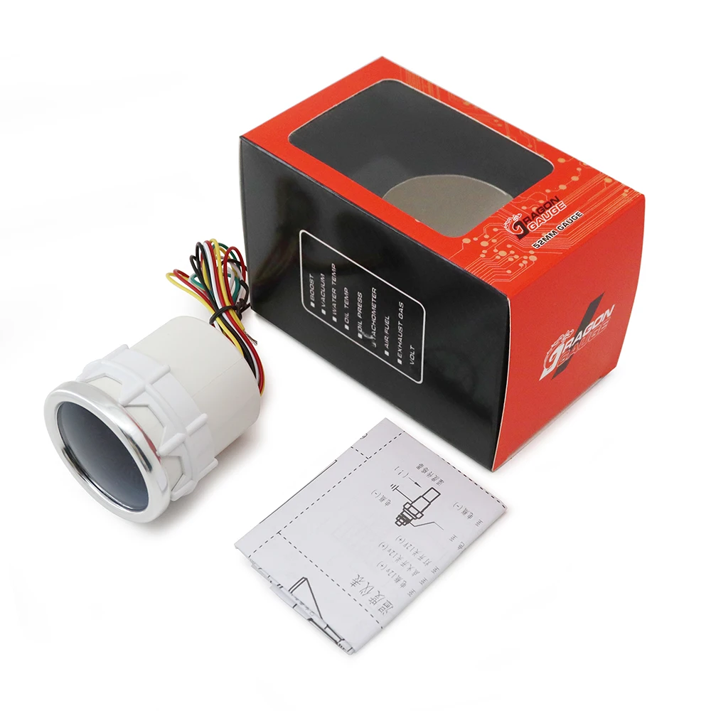 Boost/Water Temp/Oil Temp/Oil Press/Voltage/Tachometer/Air Fuel Ratio/EGT Gauge 52mm Analog LED White Case+ 52MM Gauge Pods