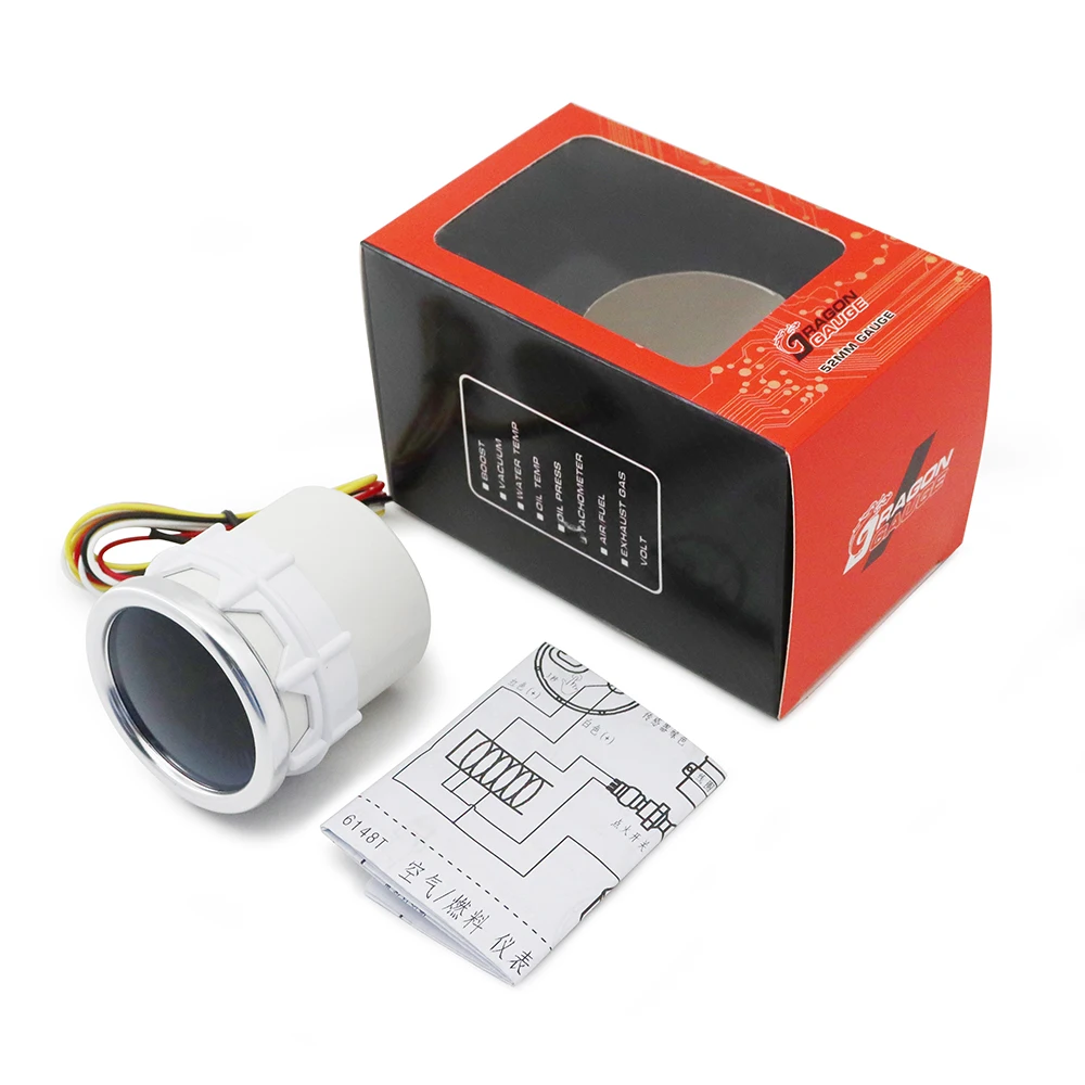 Boost/Water Temp/Oil Temp/Oil Press/Voltage/Tachometer/Air Fuel Ratio/EGT Gauge 52mm Analog LED White Case+ 52MM Gauge Pods
