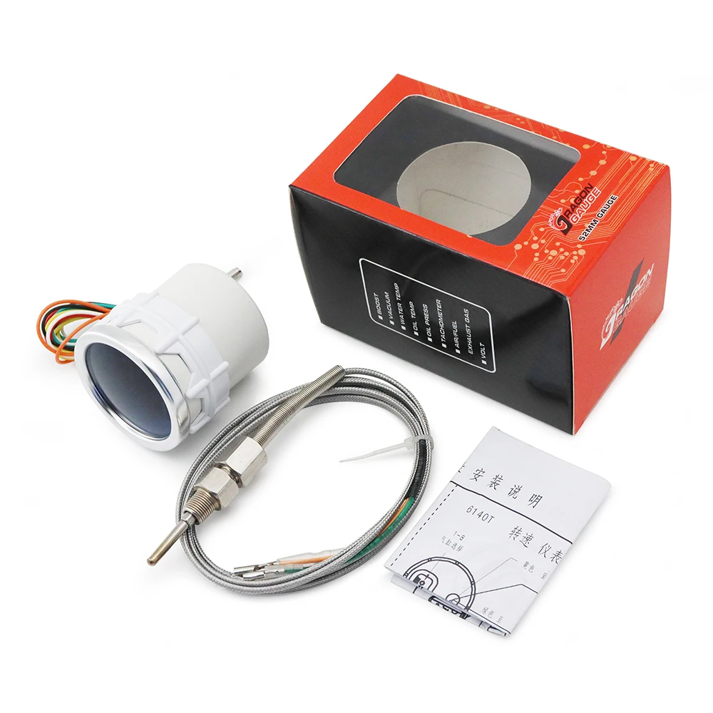 Boost/Water Temp/Oil Temp/Oil Press/Voltage/Tachometer/Air Fuel Ratio/EGT Gauge 52mm Analog LED White Case+ 52MM Gauge Pods