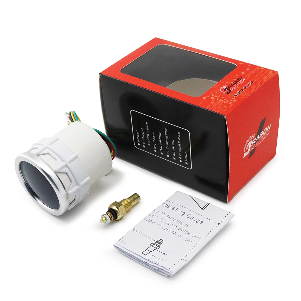 Boost/Water Temp/Oil Temp/Oil Press/Voltage/Tachometer/Air Fuel Ratio/EGT Gauge 52mm Analog LED White Case+ 52MM Gauge Pods