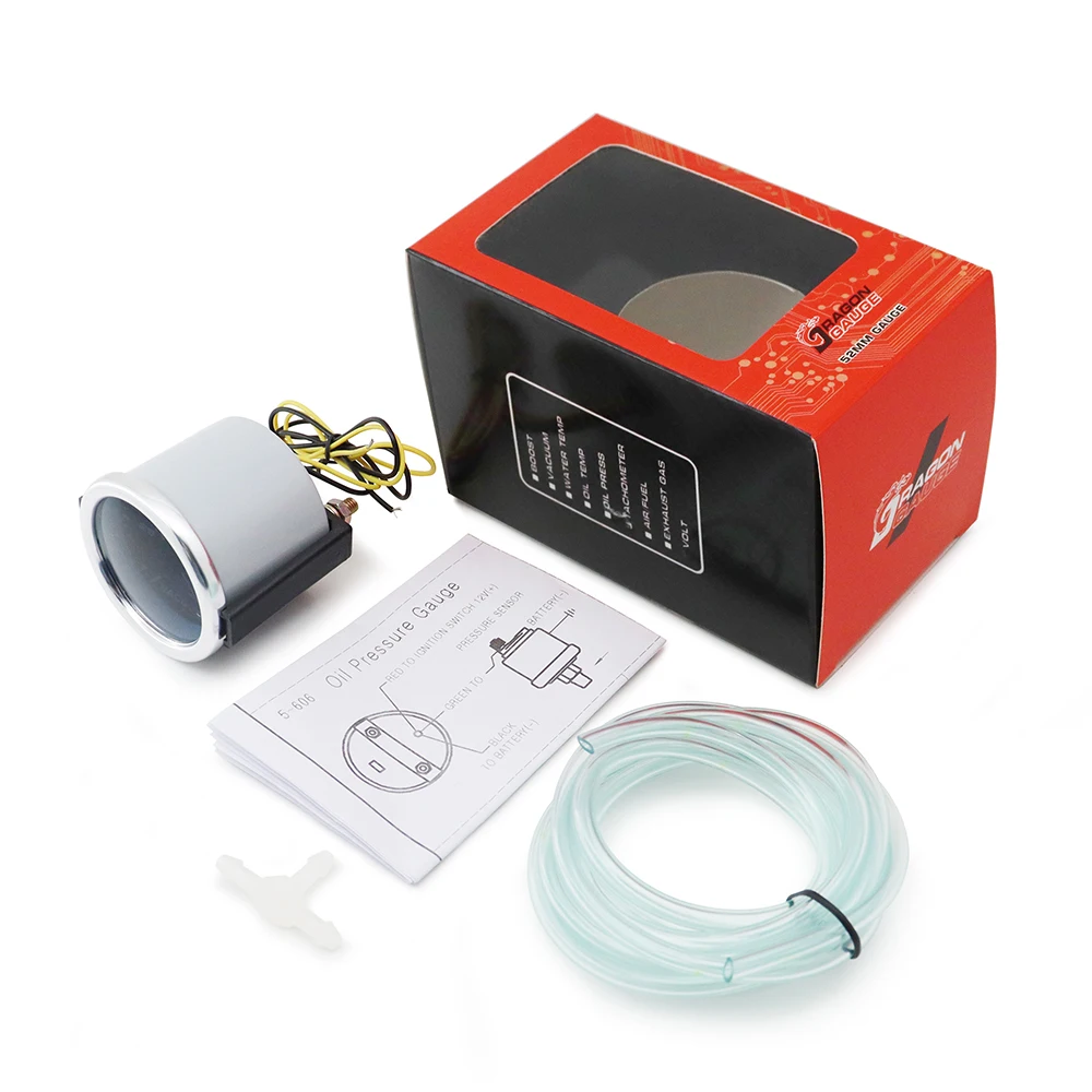 Boost/Water Temp/Oil Temp/Oil Press/Voltage/Tachometer/Air Fuel Ratio/EGT Gauge 52mm Analog LED White Case+ 52MM Gauge Pods