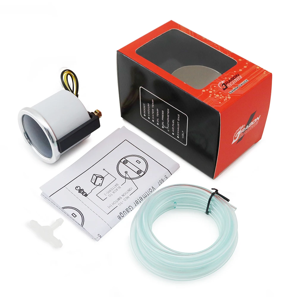Boost/Water Temp/Oil Temp/Oil Press/Voltage/Tachometer/Air Fuel Ratio/EGT Gauge 52mm Analog LED White Case+ 52MM Gauge Pods