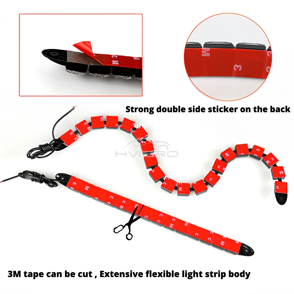 2X Waterproof DRL 6Chips Led Car Auto Decorative Flexible Daytime Running Light Driving Led Strip Headlight Fog Backup Trunk Led
