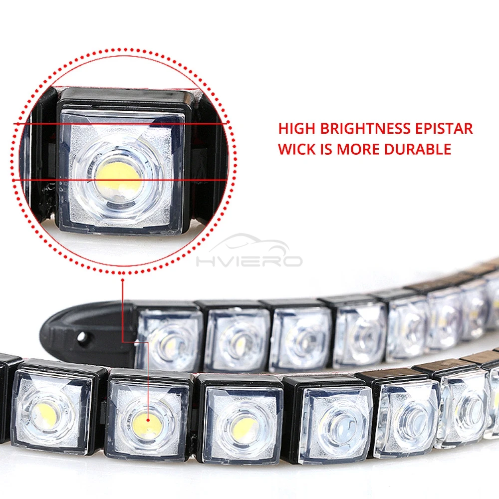 2X Waterproof DRL 6Chips Led Car Auto Decorative Flexible Daytime Running Light Driving Led Strip Headlight Fog Backup Trunk Led