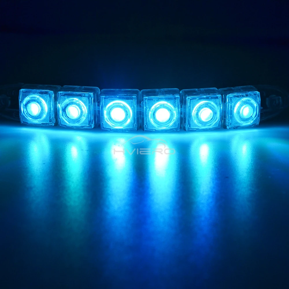 2X Waterproof DRL 6Chips Led Car Auto Decorative Flexible Daytime Running Light Driving Led Strip Headlight Fog Backup Trunk Led