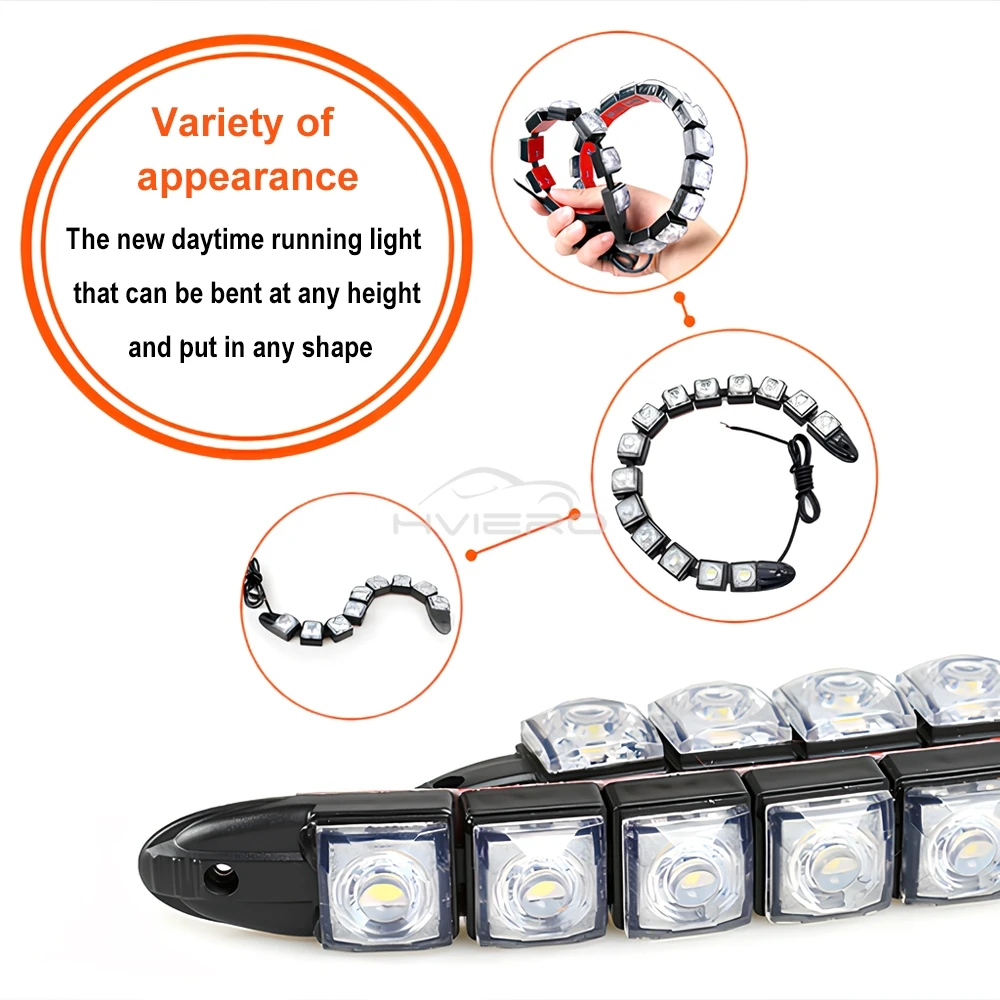 2X Waterproof DRL 6Chips Led Car Auto Decorative Flexible Daytime Running Light Driving Led Strip Headlight Fog Backup Trunk Led
