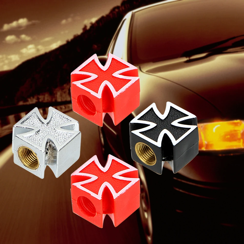 4pcs/lot Car Wheel Tyre Stem Air Caps Cross Style Car Tire Air Valve Cap Covers for Bicycle Motorcycle Car Styling Universal