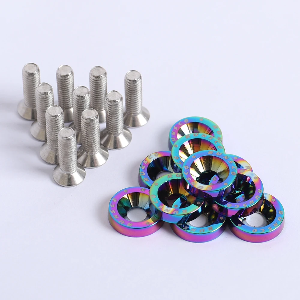 Aluminum M6 Fender Washers and Bolt License Plate Frame Washer Bolts For Honda Nissan Bmw 10Pcs/Pack