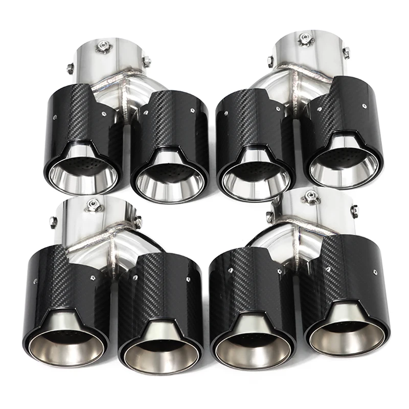 Quad Carbon Fiber Exhaust Tips for BMW G22 G23 M440i G20 M340i G42 M240i 2021+ Dual M Performance Muffler Tailpipe Endrohre