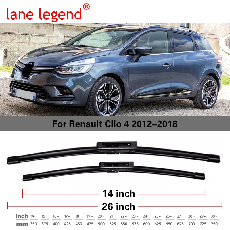 Wiper Front Rear Wiper Blades For Renault Clio 4 2012 - 2019 Windshield Windscreen Front Window 26"+14"+10" 2015 2016 2017 2018