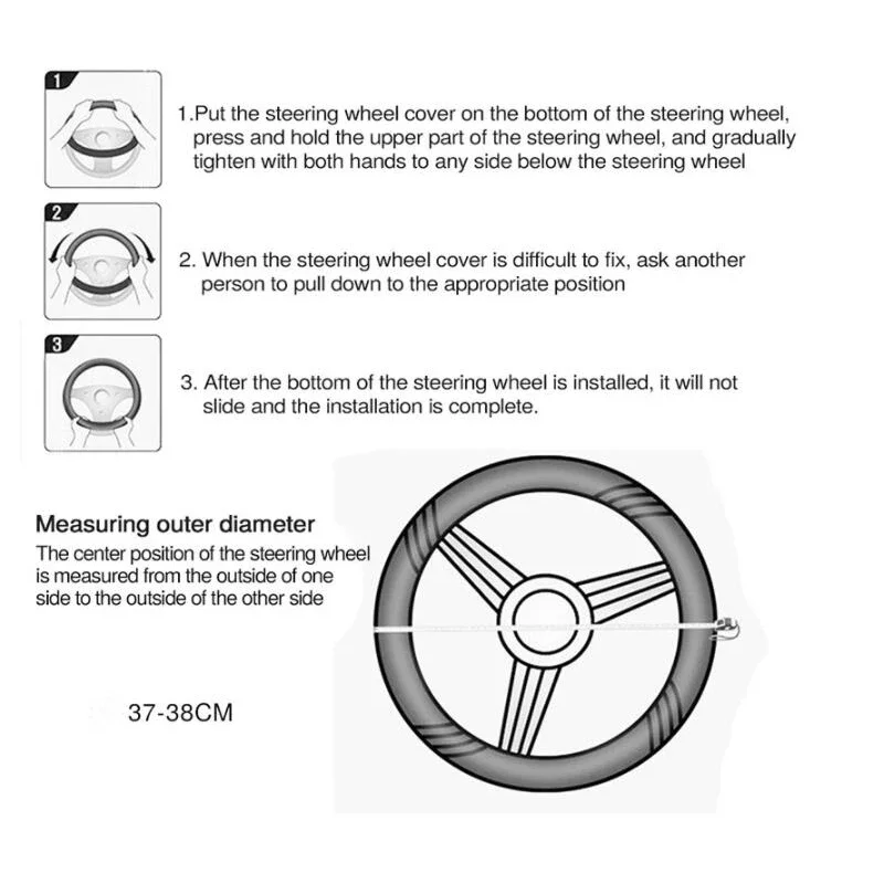 37-39cm Car Steering Wheel Cover Skidproof Auto Steering- Wheel Cover Anti-Slip Embossing Leather Car-styling Car Accessories