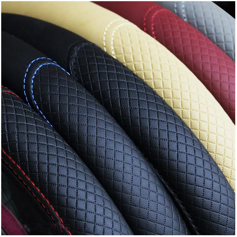 37-39cm Car Steering Wheel Cover Skidproof Auto Steering- Wheel Cover Anti-Slip Embossing Leather Car-styling Car Accessories