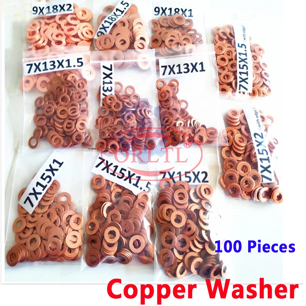 ORLTL 100PCS/lot Diesel Oil Fuel Injector Copper Washers F00VC17504 Auto Nozzle F00VC17503 F00VC17505 for BOSCH Delphi Denso