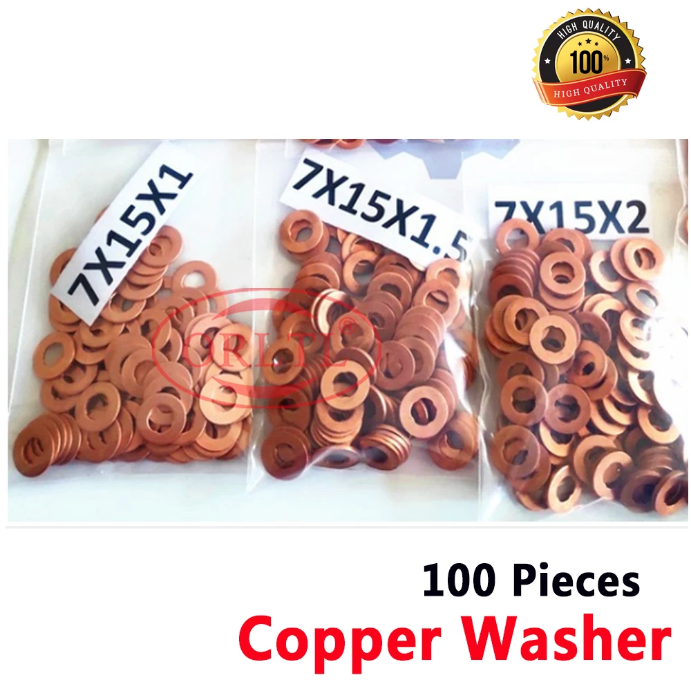 ORLTL 100PCS/lot Diesel Oil Fuel Injector Copper Washers F00VC17504 Auto Nozzle F00VC17503 F00VC17505 for BOSCH Delphi Denso