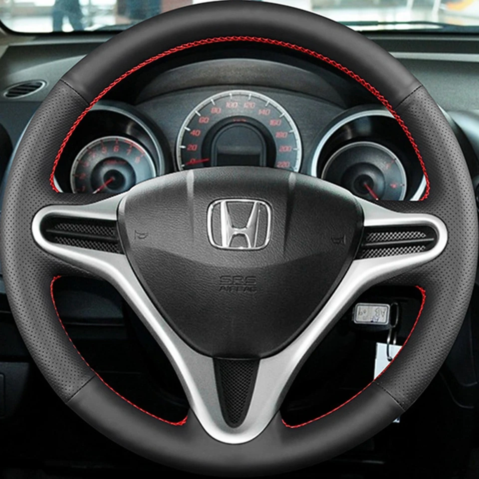 Hand-stitched For Honda Fit Jazz City 2009 2010 2011 2012 2013 Insight 2010 2011 2012 2013 2014 Car Steering Wheel Cover