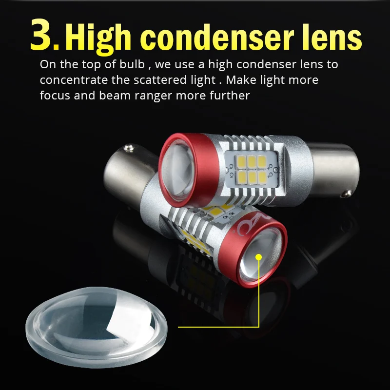 NAO P21W LED PY21W BA15S T20 W21/5W W5W T10 7443 For LADA DRL P21/5W 1300LM Car Lights Bulb 7440 BAY15D W21W 1157 Red White 1156