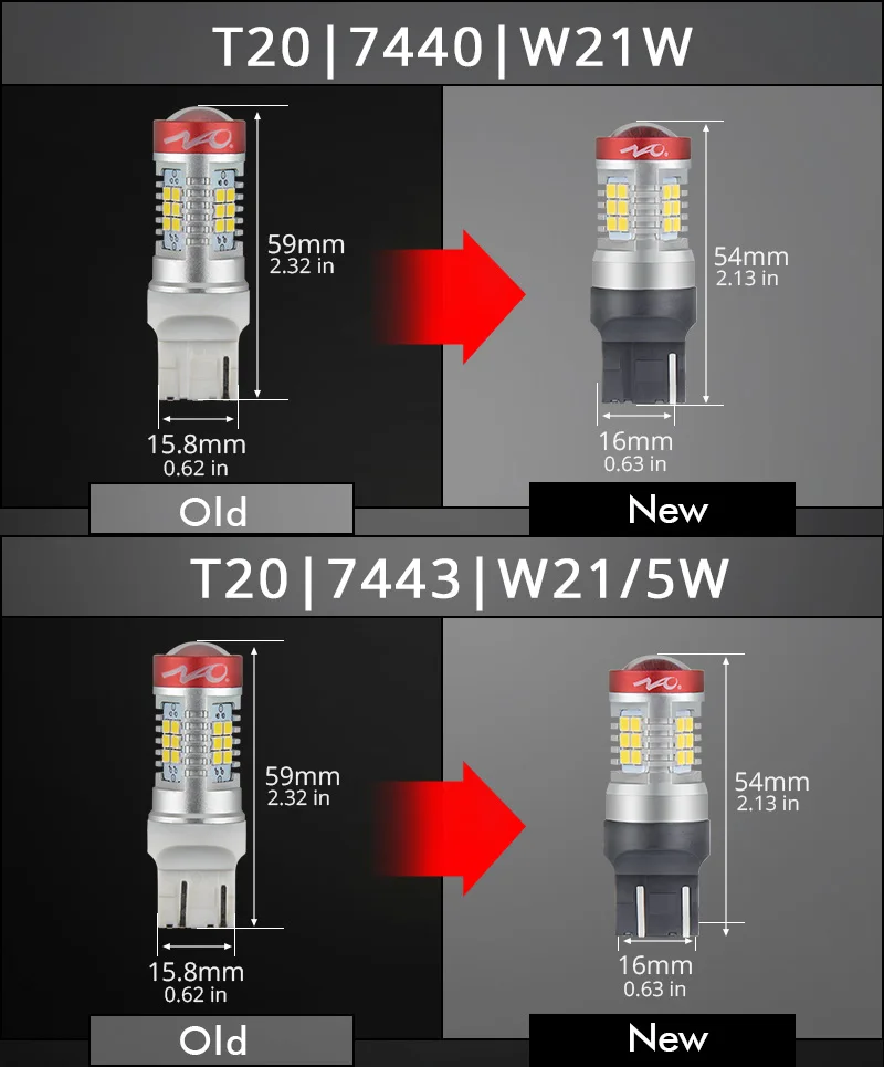 NAO P21W LED PY21W BA15S T20 W21/5W W5W T10 7443 For LADA DRL P21/5W 1300LM Car Lights Bulb 7440 BAY15D W21W 1157 Red White 1156