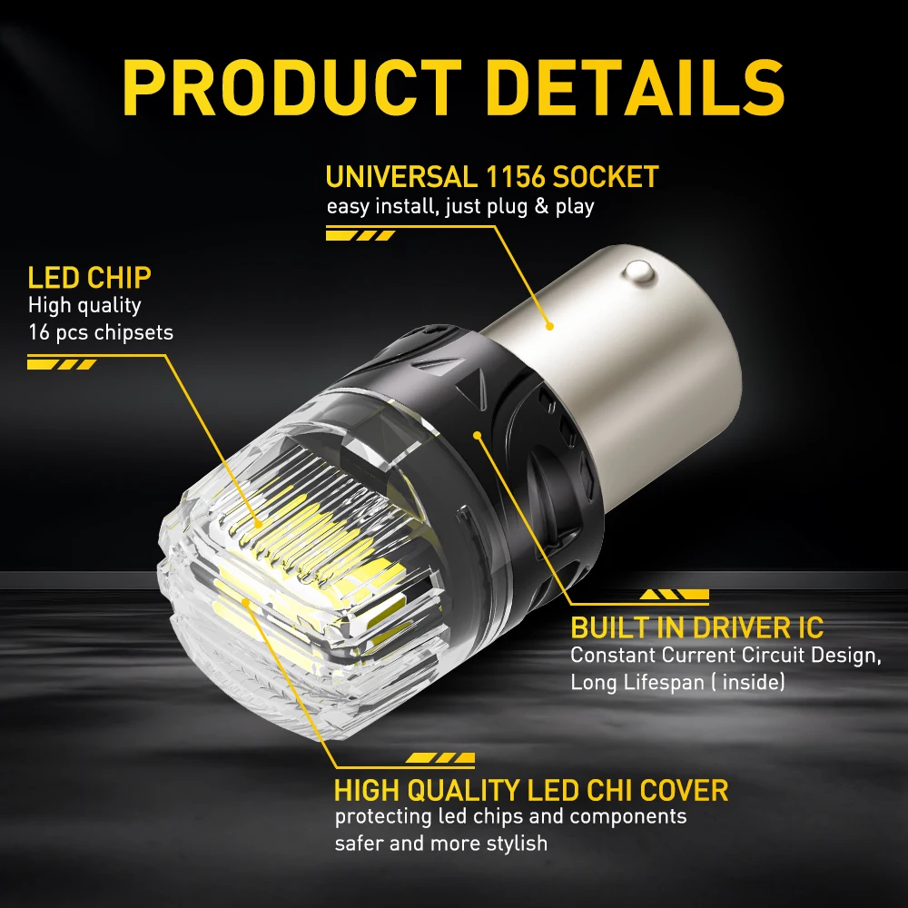 AUXITO 2X P21W BA15S 1156 LED Light 7506 BAY15D 1157 P21/5W LED Bulbs Super Bright White Car Parking Position Reverse Lights DRL