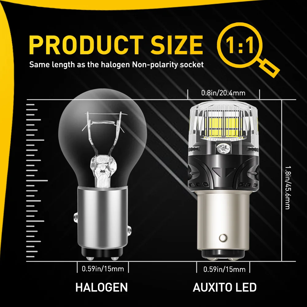 AUXITO 2X P21W BA15S 1156 LED Light 7506 BAY15D 1157 P21/5W LED Bulbs Super Bright White Car Parking Position Reverse Lights DRL