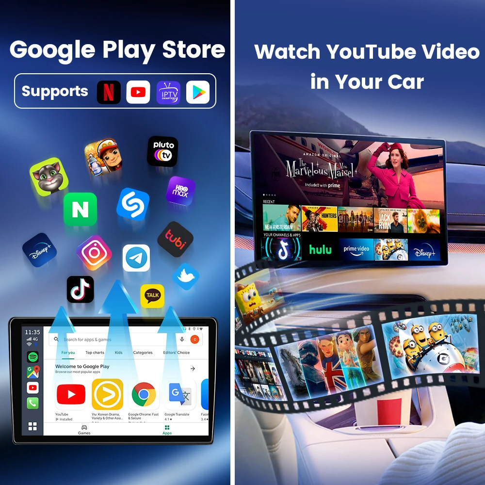 Carlinkit Ai Box Android 13 Led Wireless Android Auto & CarPlay Smart Tv Box QCM6225 Support Youtube Netflix Car Accessories